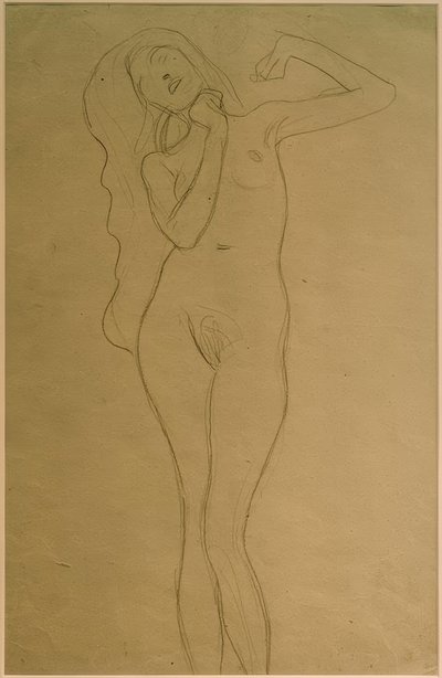 Stehender Frauenakt mit erhobenen Armen (Studie) von Gustav Klimt